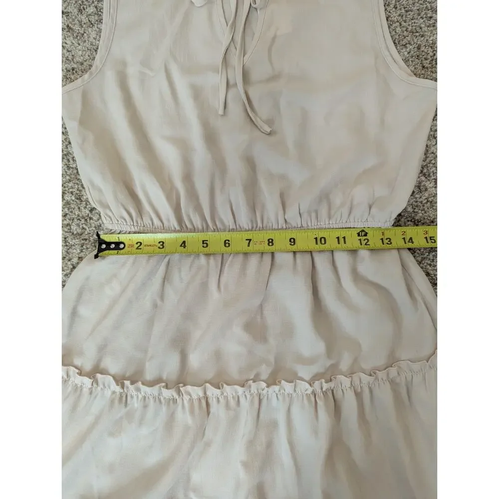 NWT Cupshe Women's Short Sleeveless Dress Ruffle Beige Size Small Beach Swim - Picture 12 of 16